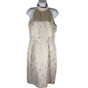 Antonio Melani Silk Metallic Golden Champagne Dress Women's Size 6